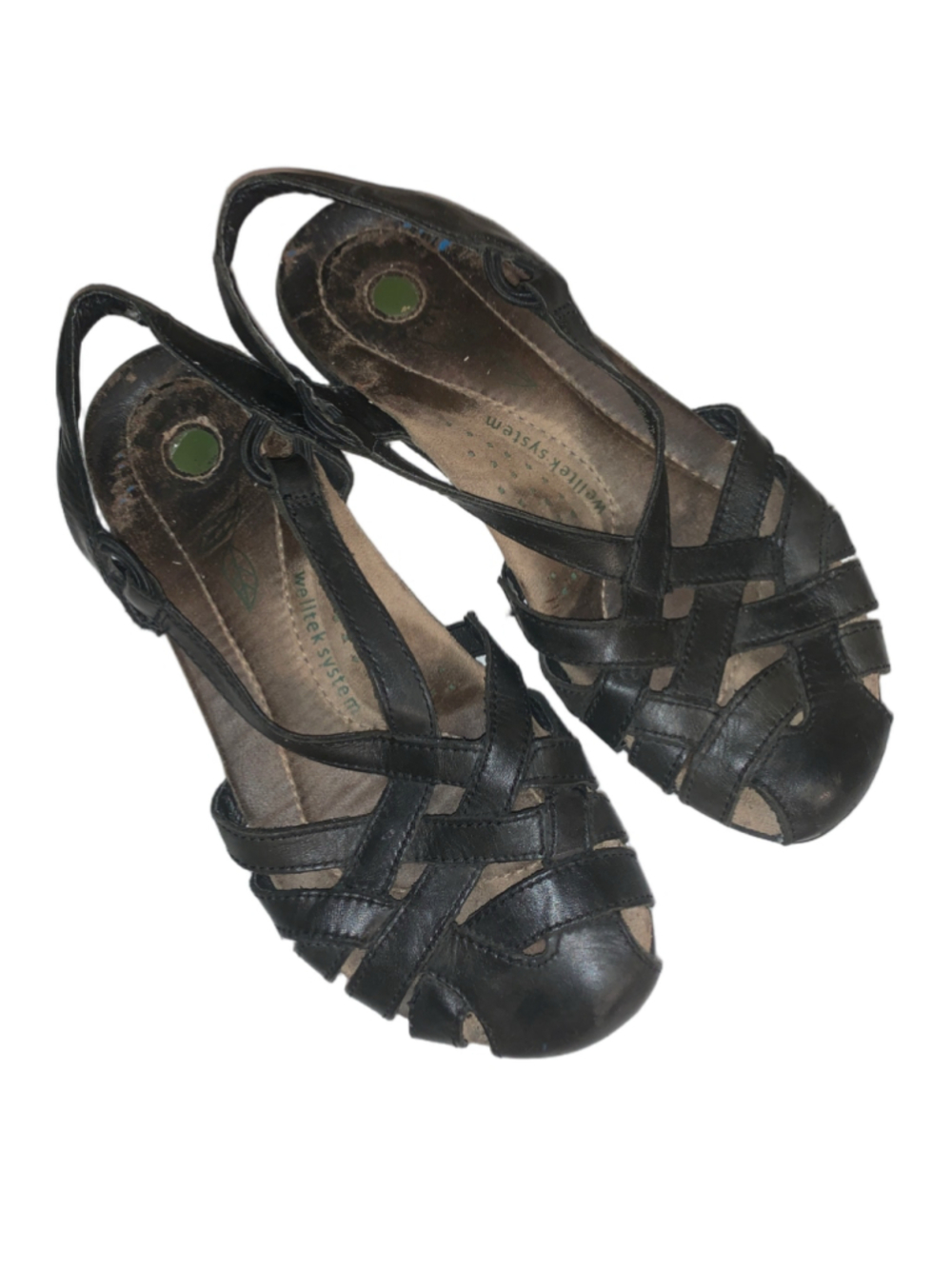 Earth Origins “Nellie” Women's Black Leather Welltek System Sandals 7m